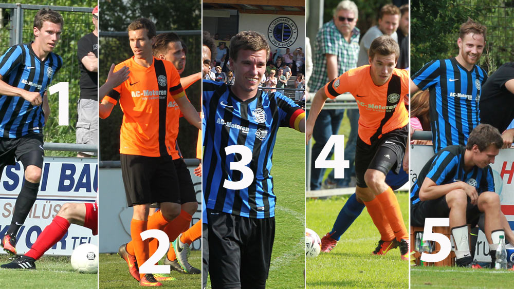 Einen Fünferpack legte Marco Christophori-Como beim 5:2-Sieg der Germania in Nidda hin. Jetzt ist erstmal Urlaub, Fabian Bäcker (rechts) übernimmt. Fotos: Eyßen Christophori-Como: Fünferpack vor Urlaubsantritt