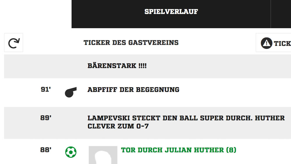 Die Münsterer Live-Tickerer waren hochzufrieden. (Screenshot: fussball.de) Münster "bärenstark" / Hassia im Pech