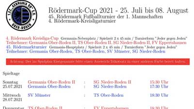 Rödermark-Turnier ab dem 25. Juli